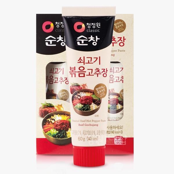 [清浄園] スンチャン 牛肉入り炒めコチュジャン/60g チューブ味付け キャンプ用　牛そぼろ入り