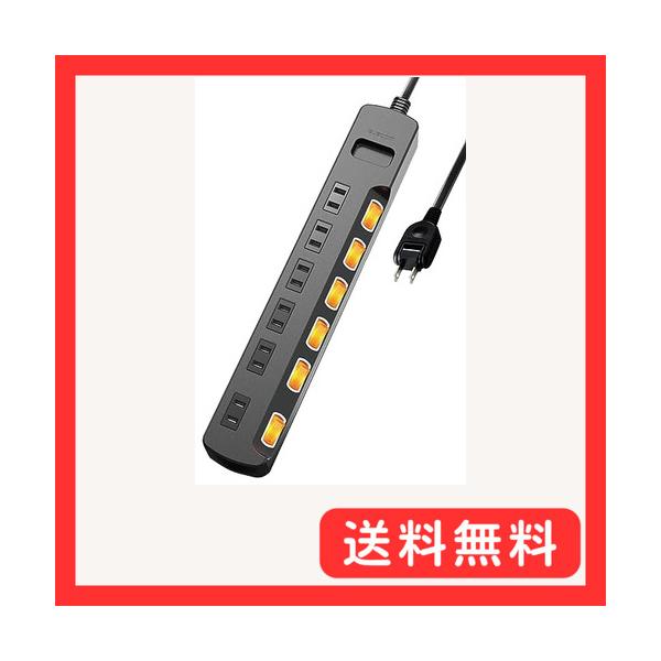 エレコム 電源タップ 6個口 3m 雷ガード 個別スイッチ ほこりシャッター付 耐熱 PSE技術基準適合 ブラック T-K6A-2630BK