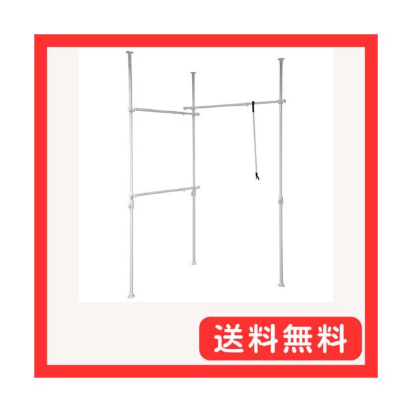 他サイト： 山善 突っ張りハンガーラック 衣類収納 幅160-292cm 耐荷重 90kg トリプル コーナーにも 大容量 縦横伸縮の商品画像