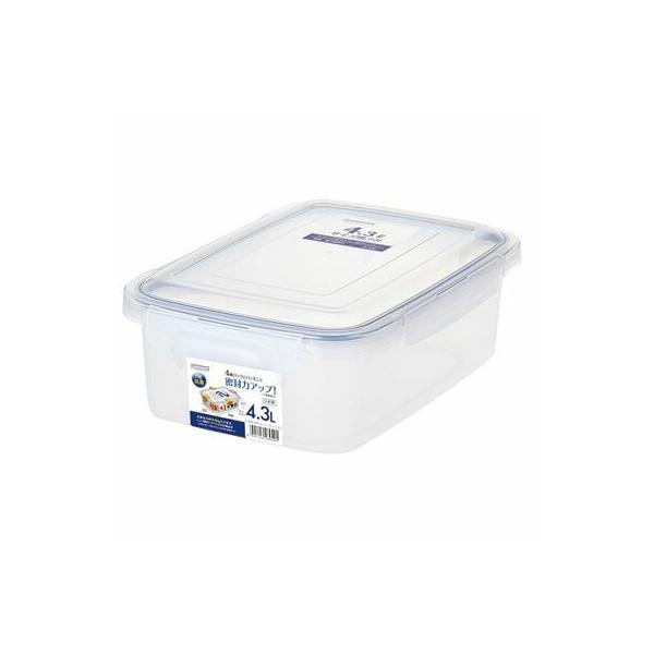 【商品情報】●大型で汎用性の高い本体満水容量4．3Lの中空シリコーンパッキン付き4辺ロックの密封容器です ■商品サイズ(約)：幅222×奥行338×高さ338mm製品重量（約）：779g容量：4300ml■材質：本体：ポリプロピレン（耐熱温...