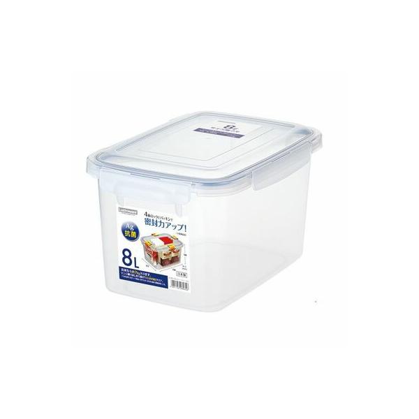 【商品情報】●大型で汎用性の高い本体満水容量8．0Lの中空シリコーンパッキン付き4辺ロックの密封容器です ■商品サイズ(約)：幅222×奥行338×高さ338mm製品重量（約）：545g容量：8000ml■材質：本体：ポリプロピレン（耐熱温...