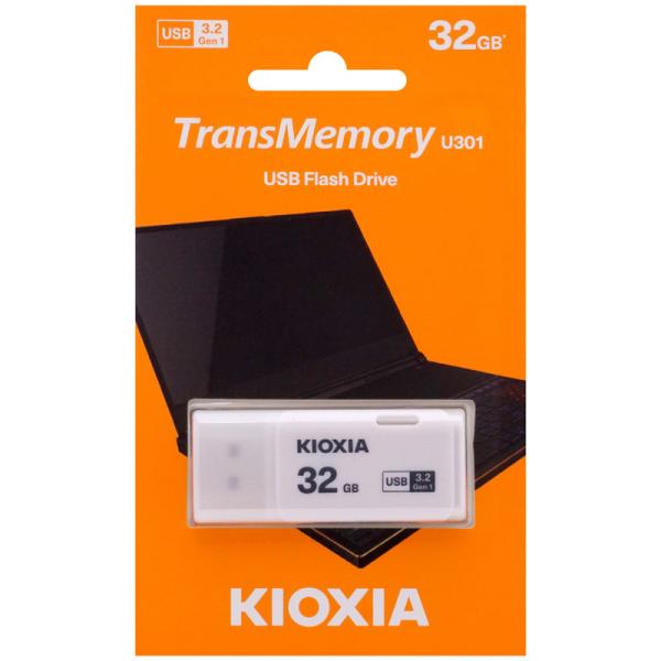 32GB USBメモリ USB3.2 Gen1 KIOXIA キオクシア TransMemory U301 キャップ式 ホワイト 海外リテール LU301W032GG4 ◆メ