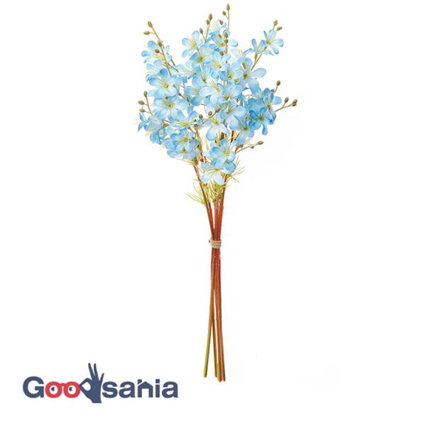 アスカ 造花 ワックスフラワーバンチ ブルー 全長:約33cm、花径:約2〜3.5cm 1束(6本組) A-34512-009お部屋にも、結婚式などのイベントにもぴったり！本物と見間違えそうなクオリティ！多様なシーンで活躍する造花リアル 本...