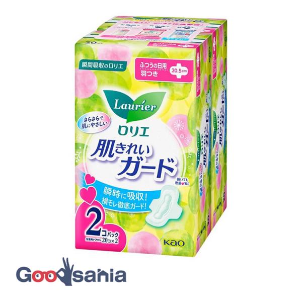 フルスピード吸引シートで、経血を表面に残さず、さらっと感UP！※でさらに肌にやさしい。モレ徹底ガード！ふんわり密着クッションで動いても座ってもしっかりフィット！不安なすき間をつくりません。※メーカー従来品比