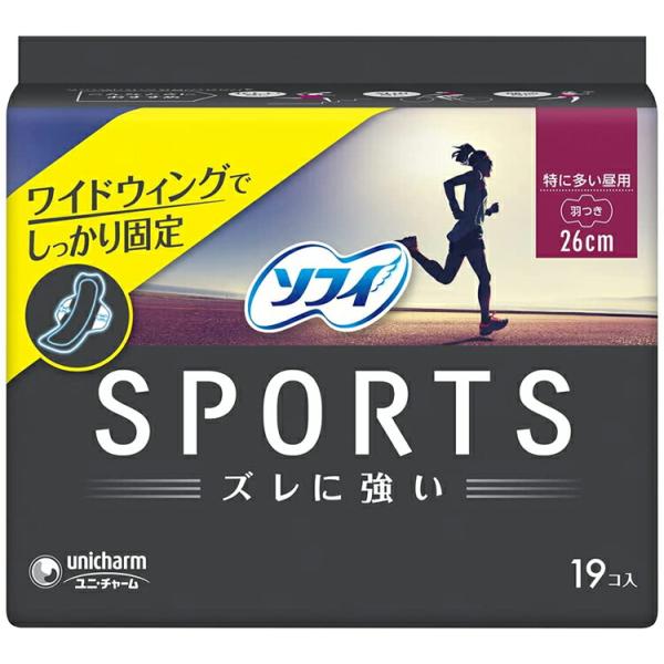 他サイト： ソフィ スポーツ SPORTS ナプキン 特に多い昼用 羽つき 26cm 19枚入の商品画像