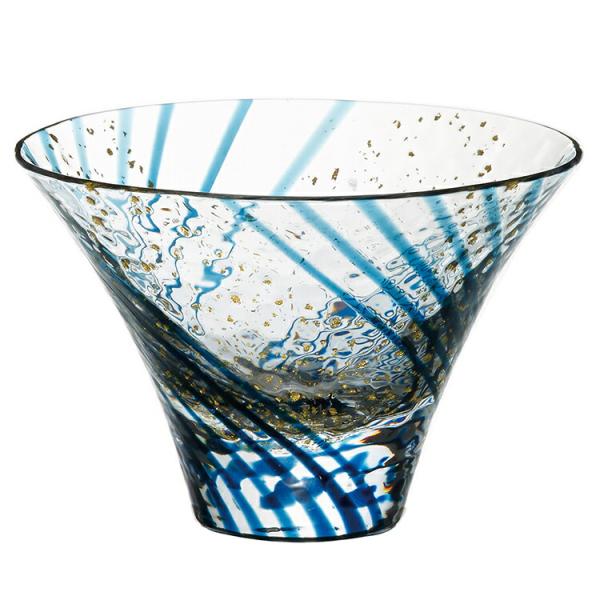 東洋佐々木ガラス 日本酒グラス 杯 江戸硝子 八千代窯 涼み酒 藍 ブルー 80ml 10783下総の国は八千代の窯から生みだされる「八千代窯」のガラス器。古くから江戸硝子に使われた色線に金箔を散りばめ、四季折々の江戸の風情を酒杯に表現しま...