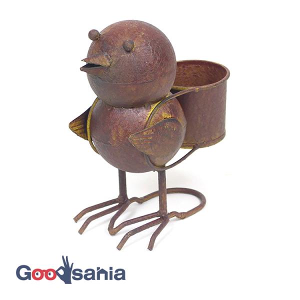 ブリキのアンティークな雰囲気がお洒落玄関やお庭のオーナメントに、お部屋のインテリアとしても素敵です癒し オーナメント 飾り かざり インテリア アクセント いやし レトロ 手づくり 手作り てづくり ガーデニング 鳥 とり ひよこ bird