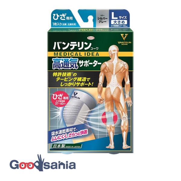 他サイト： バンテリン コーワ サポーター 高通気タイプ ひざ専用 ふつう Lサイズ シルバーグレー 1枚の商品画像