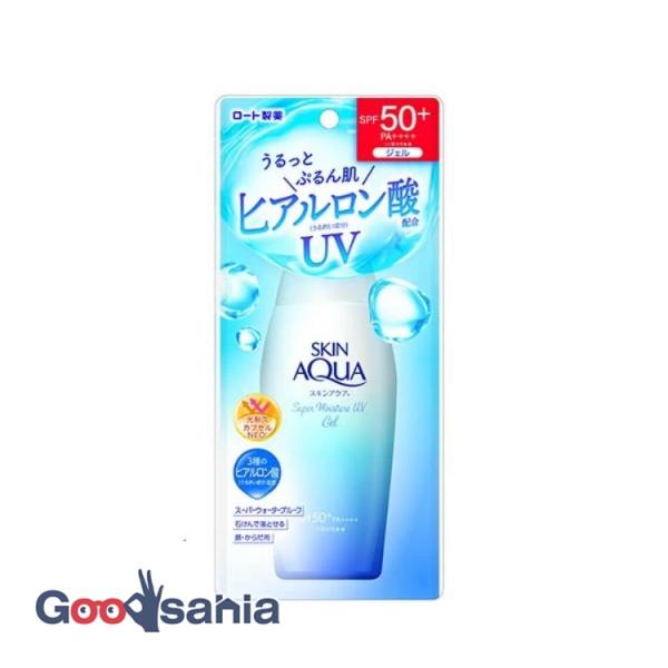 スキンアクア スーパーモイスチャー UV ジェル 110g ( 日焼け止め )水膜ベールUV。全身にのばしやすいジェルタイプ。全身にのばしやすいジェルタイプの日やけ止め。ヒアルロン酸Naと超低分子ヒアルロン酸が肌表面と角層深くで保水し、肌吸...