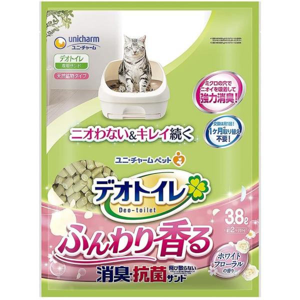 ユニチャーム デオトイレふんわり香る消臭・抗菌サンドホワイトフローラルの香り 3.8L ２個セット