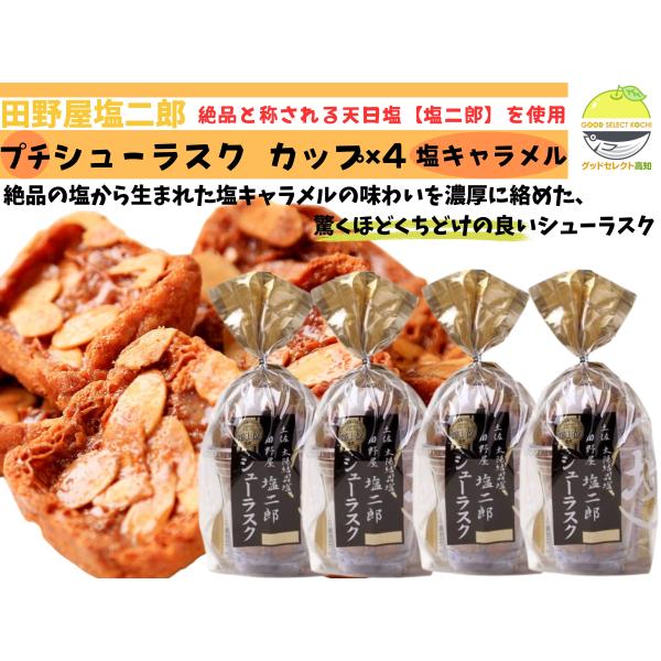 田野屋塩二郎 塩キャラメル シューラスク カップ 54g×4 ラスク 田野屋塩二郎 塩キャラメル シューラスク カップ 54g×4 ラスク