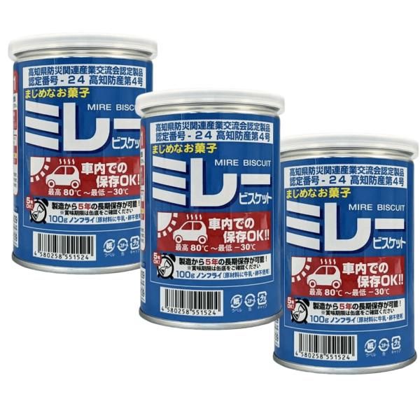 非常食 車載用 ミレービスケット保存用 100g  5年保存 -30℃から80℃ 車内保存OK