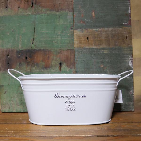 フレンチブリキポット オーバル Sサイズ ホワイト ガーデニング インテリア プランター