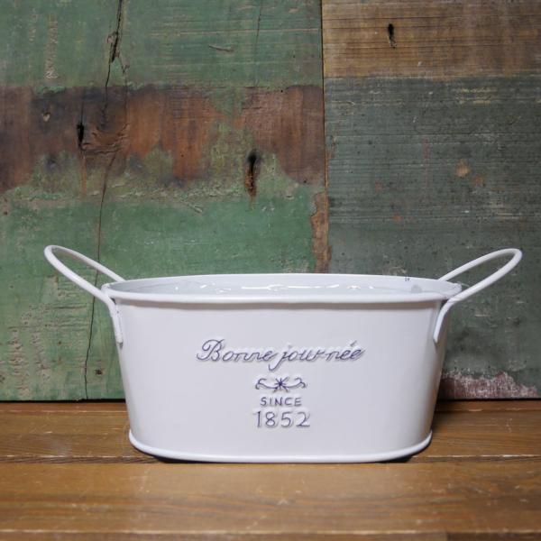フレンチブリキポット オーバル SSサイズ ホワイト ガーデニング インテリア プランター