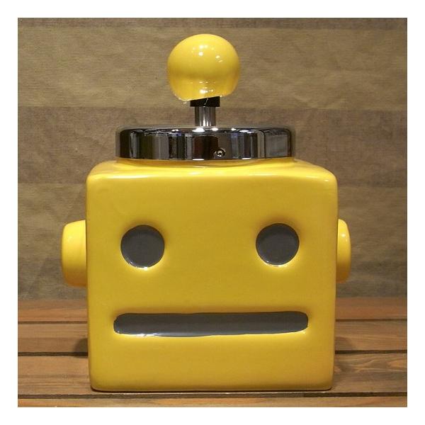 ロボタン灰皿 イエロー ロボット 卓上灰皿 : アメリカン雑貨のグッズ
