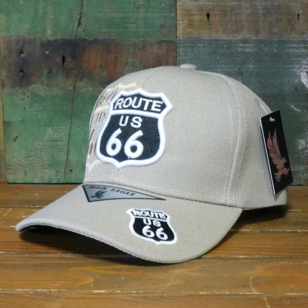 ルート66 キャップ ROAD SHIELD カーキ ROUTE66 帽子 アメカジ