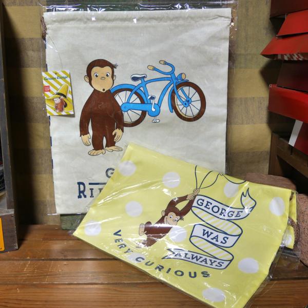 おさるのジョージ 巾着 Lサイズ ひとまねこざる 体操入れ お着換え袋