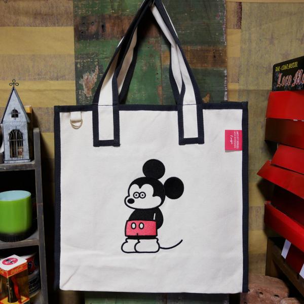 ミッキーマウス ビックスクエア トートバッグ スタンド Disney ディズニー 松本セイジ ショッピングバッグ