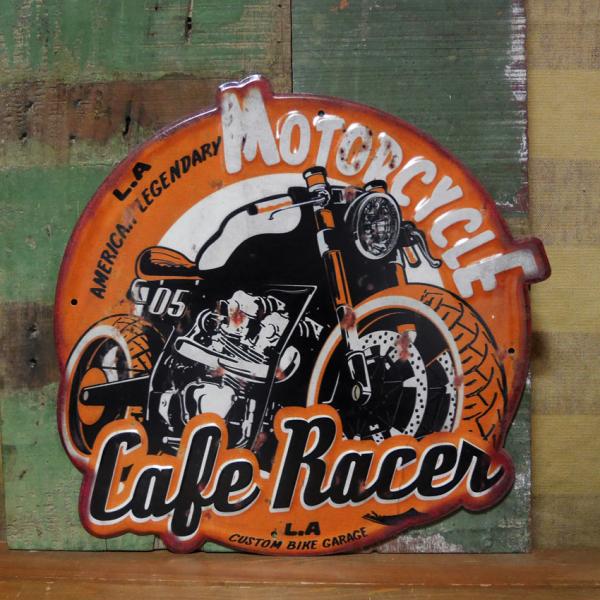 アンティークエンボスプレート Cafe Racer インテリア ダイカット