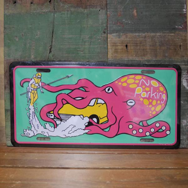 コマーシャルプレート NO Parking オクトパス インテリア ブリキ看板