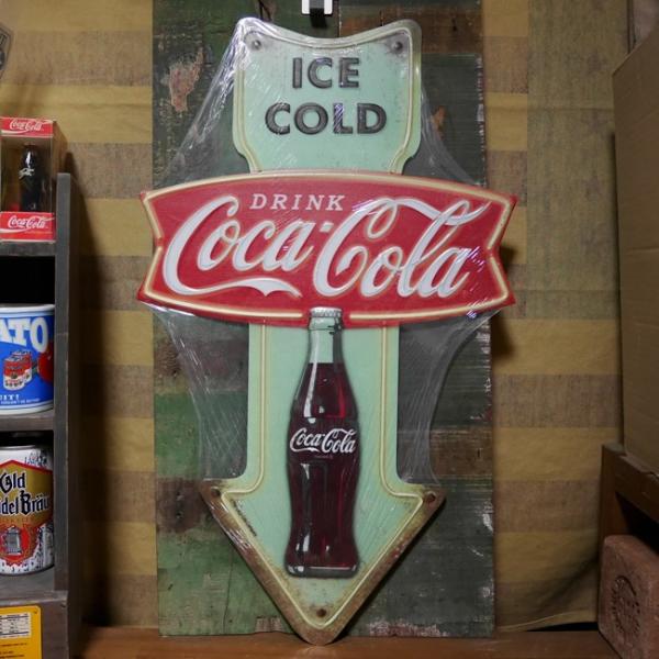 Coca Cola（コカコーラ） 矢印 ブリキ看板 インテリア Coca-Cola