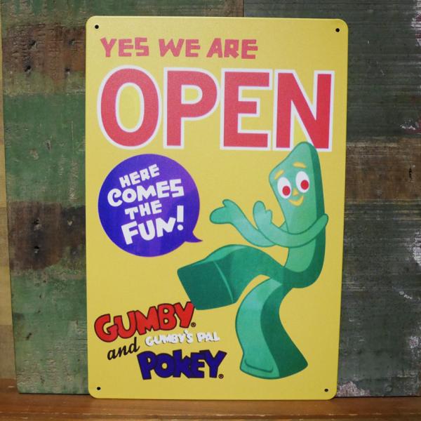 GUMBY アメリカン サインボード A4 インテリア ガンビー WE ARE OPEN サインプレート ブリキ看板