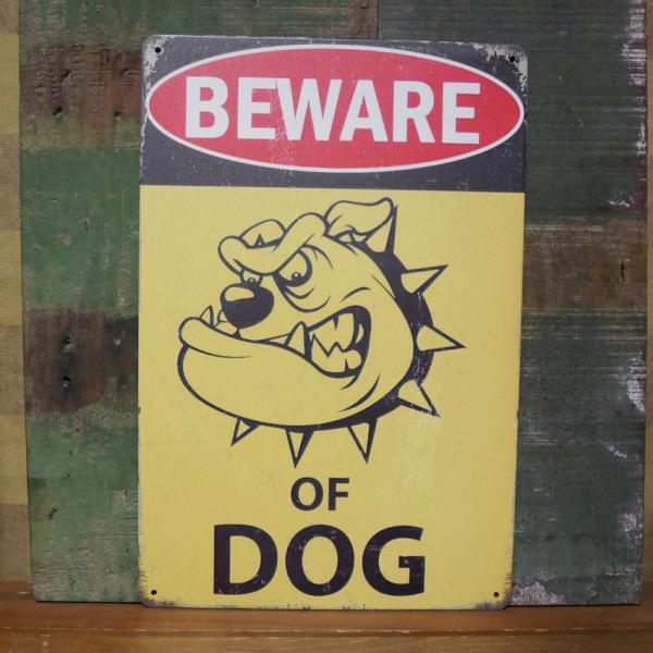 BEWARE OF DOG アメリカン サインボード A4 インテリア 猛犬注意