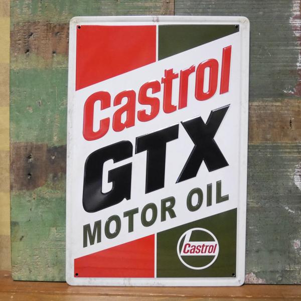 Castrol GTX アンティークメタルエンボスプレート インテリア 