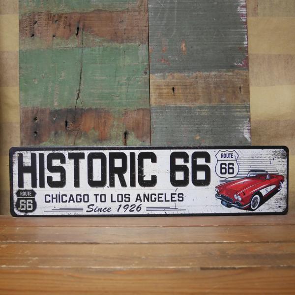 ルート66 アメリカンサインボード HISTORIC66 ROUTE66 ブリキ看板 横長 サインプレート インテリア アメリカン雑貨 RETRO DESIGN METAL SIGN BOARD
