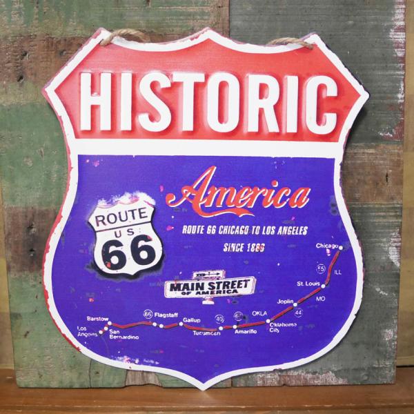 ルート66 アンティークエンボスプレート HISTORIC ROUTE66 ブリキ看板