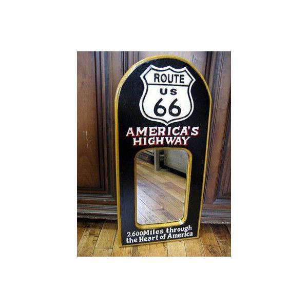 ルート６6 アメリカン パブミラー ROUTE66 ガレージミラー 壁掛け 鏡 アメリカン レトロ 鏡 ウォールミラー 壁掛け ROUTE66 アメリカ
