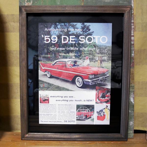 インテリアポスターー ヴィンテージ フレームポスター R/RED CAR デソート インテリア