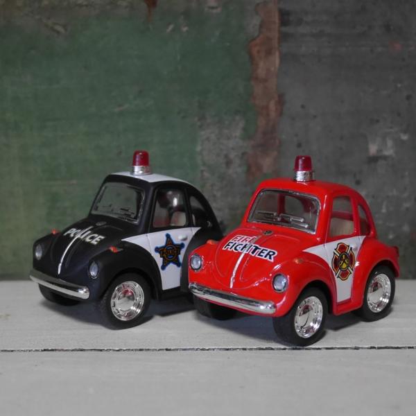 ポリスカー＆ファイヤーファイター ダイキャストミニカー 2Pセット Little Beetle ビートル パトカー＆消防車