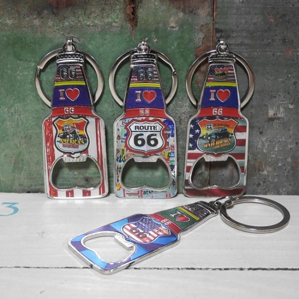 ROUTE66 栓抜き キーホルダー ルート66 オープナー キーリング