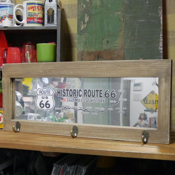 ROUTE66 ウッドフックミラーボード 3連 Wood Hook Mirror Board