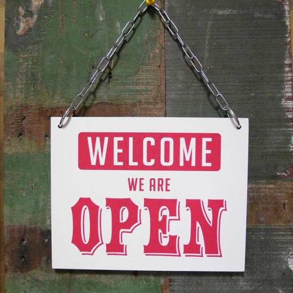 木製看板 オープン クローズ リバーシブル Open Closed Sign