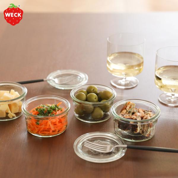 【用途に応じて選べる楽しさを提供し、世界中で愛されるシンプルな保存容器 WECK】どれを選べばよいかわからないという方におすすめ、使い勝手のよいMOLD 140mlと煮沸密閉の必需品クリップ・パッキンのセット。ひとりぶんのデザートが作れる器...