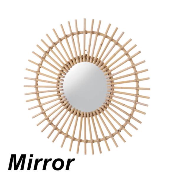 東谷 ミラー 鏡 壁掛け おしゃれ ラタン 籐 アジアン ナチュラル