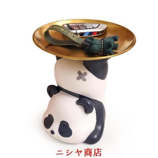 パンダ 貯金箱 逆立ち デザイン 樹脂製 収納皿付 飾り 置物 インテリア オブジェ 雑貨 デコレーション 芸術 プレゼント ギフト 贈り物