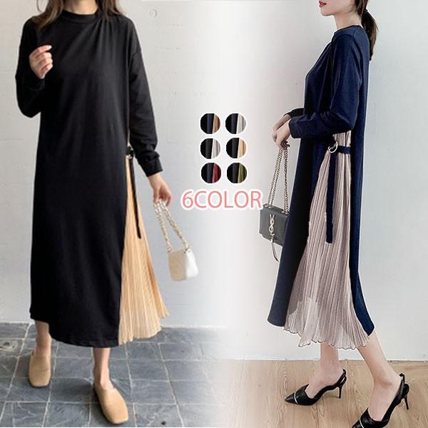 サイドプリーツワンピース レディース ミモレ丈 長袖 プリーツ ワンピース 切り替え きれいめ メール便のみ送料無料3 9月日から30日入荷予定 C Aultop 304 グッズタウン 通販 Yahoo ショッピング