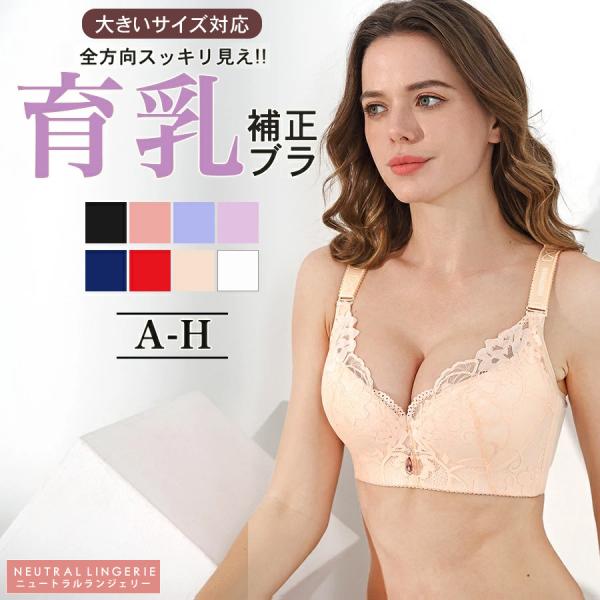 【クーポン利用で半額1,640円】ブラジャー 下着 大きいサイズ 補正 女性 育乳 大きな胸を小さく見せる 脇高 脇肉 レース グラマー 送料無料