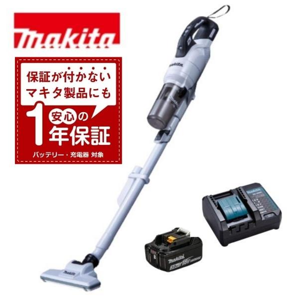 当店だけ！バッテリー充電器も1年保証! マキタ コードレス掃除機 18V サイクロン一体式 白 当店オリジナルセット CL286FDRFW (コンパクト・静音ver)