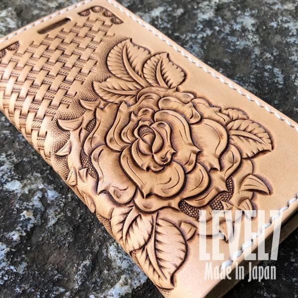Level7 日本製のハンドメイド 各種iphoneに対応 Iphoneケース 手帳型ケース 本革 ヌメ革 イタリアンレザー 薔薇 バラフラワーカービング Ip6 H001fcb4 Levelseven 通販 Yahoo ショッピング