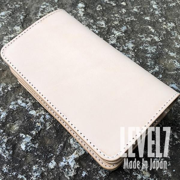 未使用 ナチュラルレザーをふんだんに使用したミドルウォレット ハンドメイド 長財布 ミドルウォレット ナチュラル イタリアンレザー使用 ヌメ