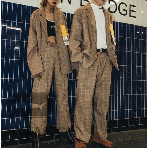 セットアップスーツ メンズ レディース ペアルック ユニセックス 男女兼用 スーツ カップル ２点セッ ト韓国 チェック柄 Dejapan Bid And Buy Japan With 0 Commission
