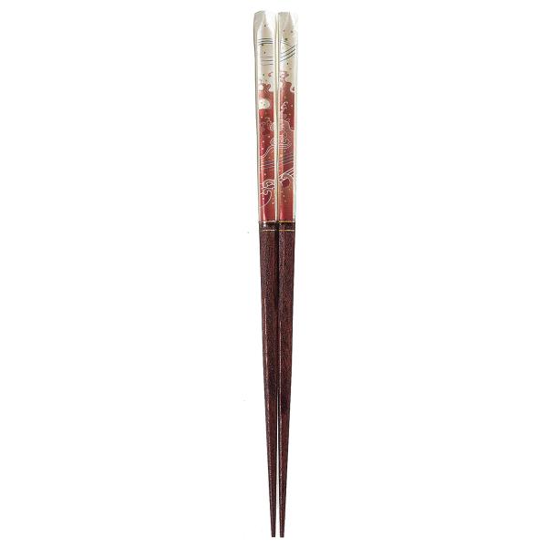 一双 箸 ポリエステル塗装 漆 祝波(いわいなみ) 日本製 木製 (天然木) 21cm