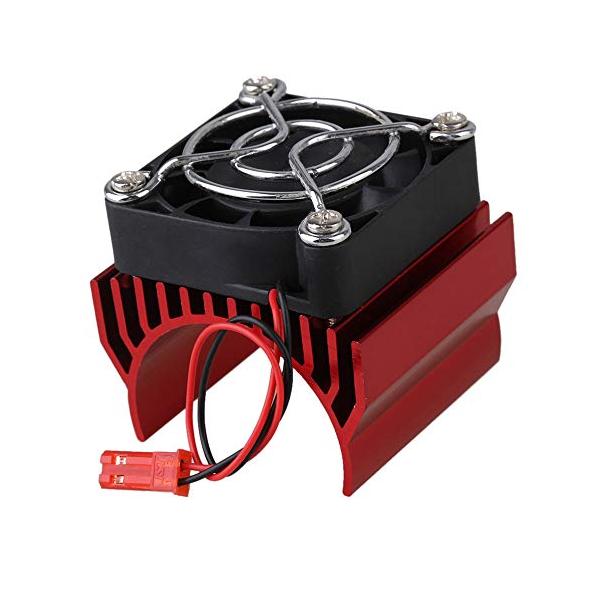 Mxfans RC1:10 アルミニウム合金 540 550 モーター ヒートシンク 冷却ファン付き 1/10 RC カー モーター用 (赤)