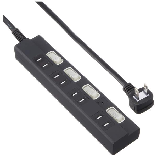 雷に強い節電タップ 4個口 1m 黒_HS-TPK41PBT-K 00-6941 : GOOD ZERO