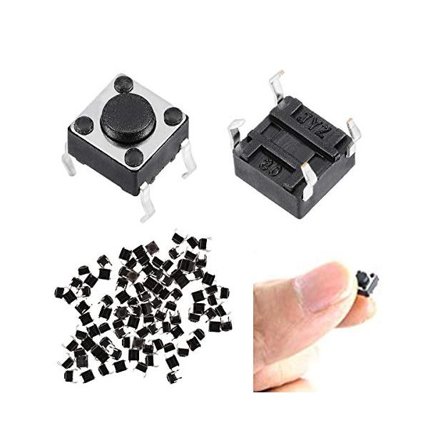 【ご購入後の当店からの連絡はご登録のメールアドレスに通知いたします。必ずご確認ください】【商品概要】寸法：6 x 6 x 4.5mm / 0.24 "x 0.24" x 0.18 "（L * W * H）;ボタン径：3.5mm電子機器の趣味...