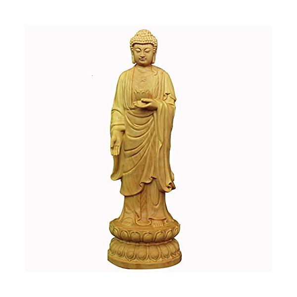 木彫仏像 阿弥陀如来立像 高級天然ツゲ木彫り 阿弥陀仏 木製仏像